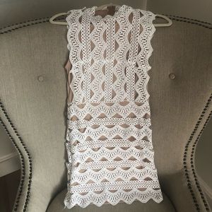 White lace overlay mini dress